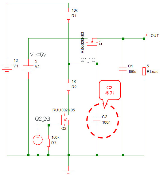 Nch MOSFET 로드 스위치 등가회로도